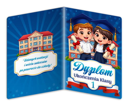 Dyplom: Ukończenia klasy 1 - wzór 4 (składany, format A4+)
