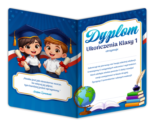 Dyplom: Ukończenia klasy 1 - wzór 4 (składany, format A4+)