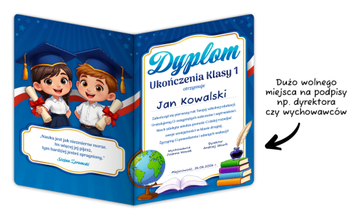 Dyplom: Ukończenia klasy 1 - wzór 4 (składany, format A4+)