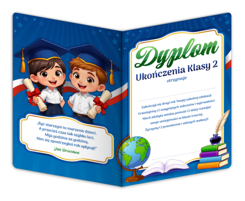 Dyplom: Ukończenia klasy 2 - wzór 4 (składany, format A4+)