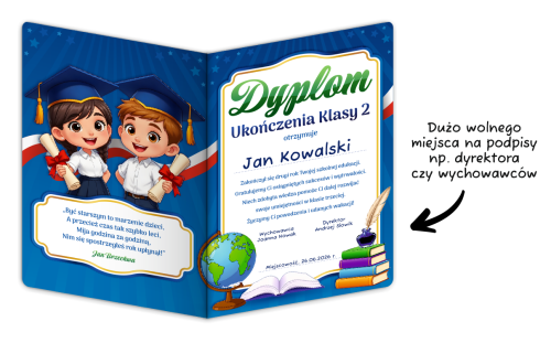 Dyplom: Ukończenia klasy 2 - wzór 4 (składany, format A4+)