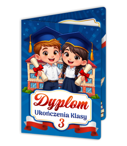 Dyplom: Ukończenia klasy 3 - wzór 4 (składany, format A4+)