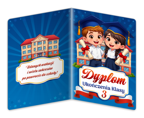 Dyplom: Ukończenia klasy 3 - wzór 4 (składany, format A4+)