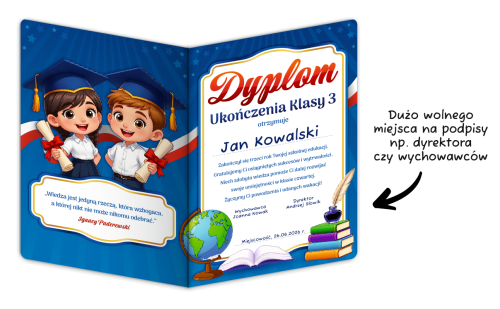 Dyplom: Ukończenia klasy 3 - wzór 4 (składany, format A4+)