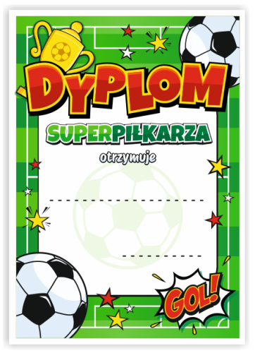 Dyplom: SUPERPIŁKARZ - wzór 1 (format A5)