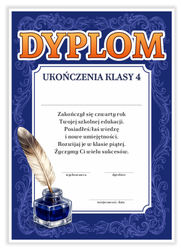 Dyplom: Ukończenia klasy 4 (wzór 2)