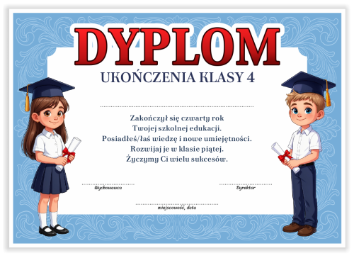 Dyplom: Ukończenia klasy 4 (wzór 3)