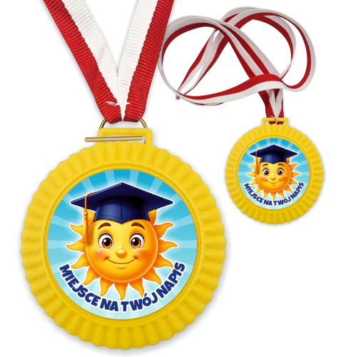 Medal 3D - SŁONECZKO W BIRECIE - wzór 33 (+ tasiemka, + własny napis)