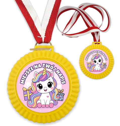 Medal 3D - JEDNOROŻEC - wzór 27 (+ tasiemka, + własny napis)