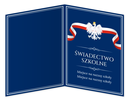Personalizowana Teczka: Świadectwo Szkolne - wzór 1 (format A4+, z nazwą szkoły)