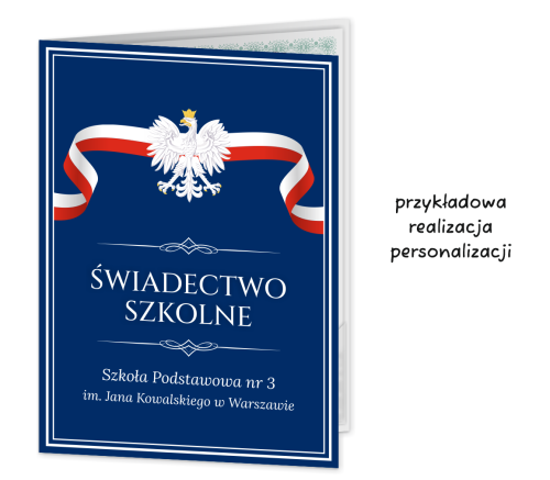 Personalizowana Teczka: Świadectwo Szkolne - wzór 1 (format A4+, z nazwą szkoły)