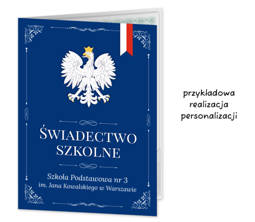 Personalizowana Teczka: Świadectwo Szkolne - wzór 2 (format A4+, z nazwą szkoły)