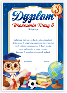 Dyplom: Ukończenia klasy 3 (wzór 17)
