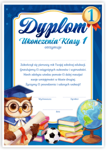 Dyplom: Ukończenia klasy 1 (wzór 17)