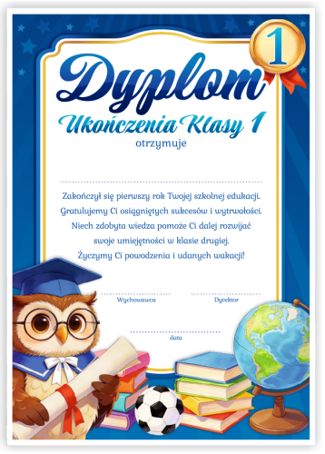Dyplom: Ukończenia klasy 1 (wzór 17)
