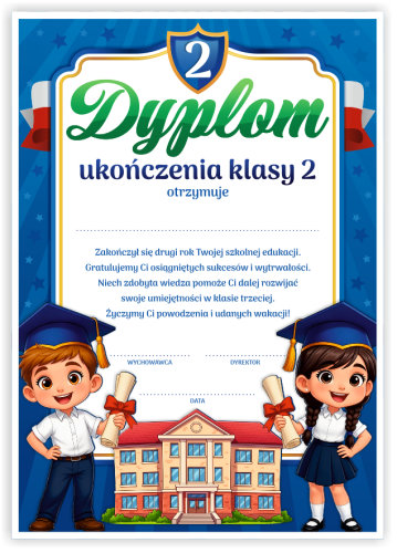Dyplom: Ukończenia klasy 2 (wzór 18)