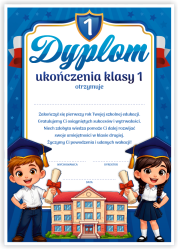 Dyplom: Ukończenia klasy 1 (wzór 18)
