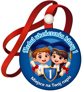 Medal na tasiemce: "Ukończenia klasy 1" (wzór 16) + nadruk