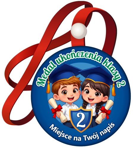 Medal na tasiemce: "Ukończenia klasy 2" (wzór 16) + nadruk