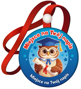 Medal na tasiemce: "Sowa w birecie" + Twoje napisy