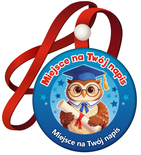 Medal na tasiemce: "Sowa w birecie" + Twoje napisy