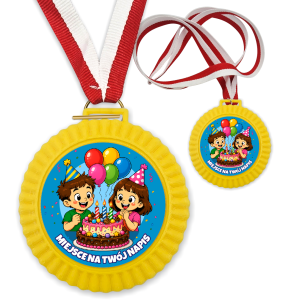 Medal 3D -  Urodzinowe Dzieci - wzór 44 (+ tasiemka, + własny napis)
