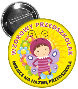 Przypinka: Wzorowy Przedszkolak (Motyl 2) + nazwa przedszkolak