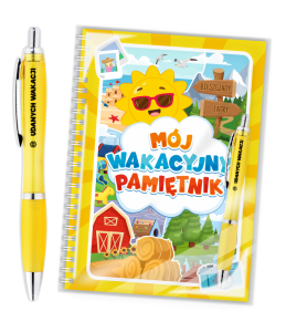 Zestaw prezentowy - WAKACYJNY PAMIĘTNIK - ZAKOŃCZENIE ROKU (notes A5 + długopis) - wzór 2