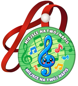 Medal na tasiemce: "Muzyczny - Klucz Wiolinowy" (wzór 4)  + Twoje napisy