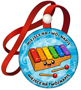 Medal na tasiemce: "Muzyczny - Cymbałki" (wzór 5)  + Twoje napisy