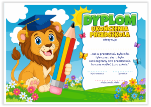Dyplom: Ukończenia Przedszkola - Lew (wzór 161)
