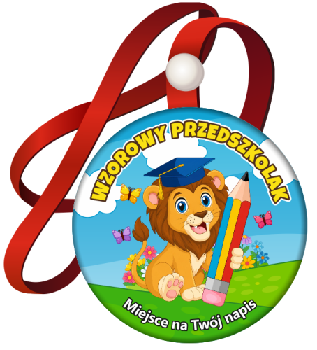 Medal na tasiemce: Wzorowego Przedszkolaka (Lew) + twój napis