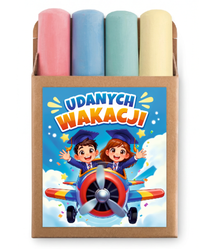 Upominek na Zakończenie Roku Szkolnego - Kreda Chodnikowa - wzór 3 (4 kolory)