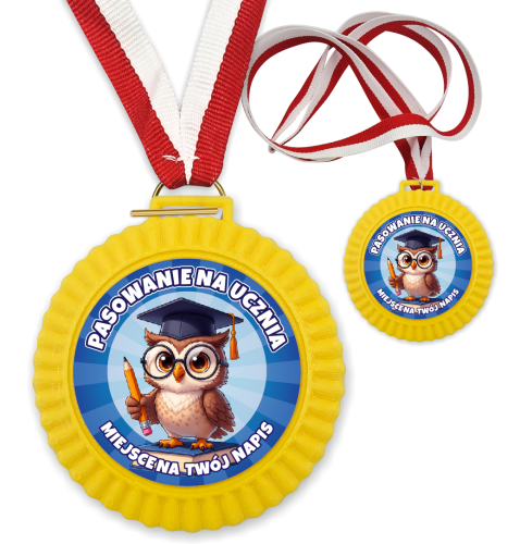 Medal 3D - Pasowanie na Ucznia - wzór 55 (+ tasiemka, + własny napis)