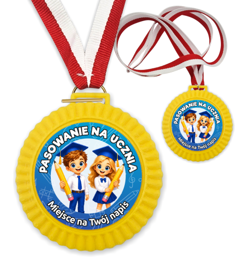 Medal 3D - Pasowanie na Ucznia - wzór 58 (+ tasiemka, + własny napis)
