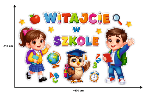 Dekoracja - Witajcie w Szkole - wzór 4 (rozmiar XXL)