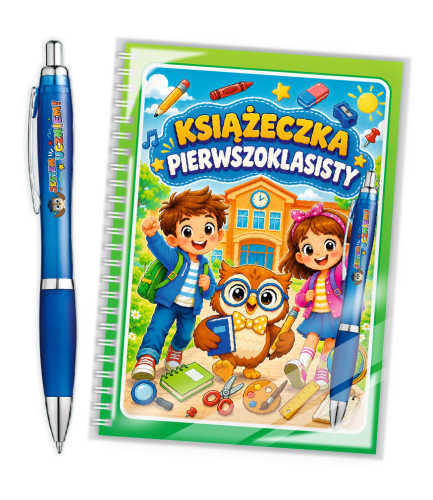 Zestaw prezentowy - KSIĄŻECZKA PIERWSZOKLASISTY (książeczka A5 + długopis)
