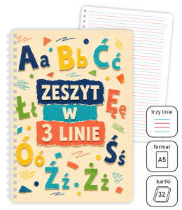ZESZYT W TRZY LINIE - WZÓR 2 (A5, 32 kartki, 120g papier)