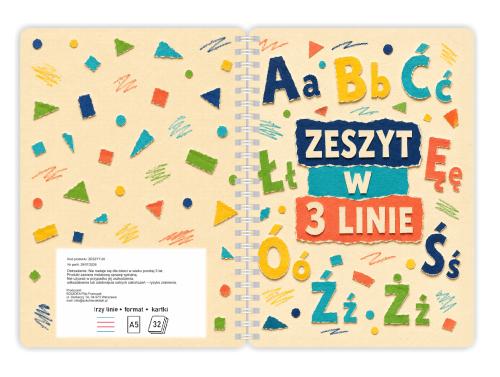 Zeszyt w trzy linie - wzór 2 (A5, 32 kartki)