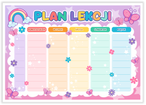 Plan Lekcji - Motylki - wzór 4 (format A4)
