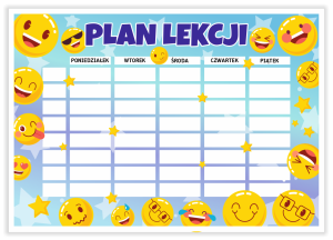 Plan Lekcji - Emotki - wzór 5 (format A4)