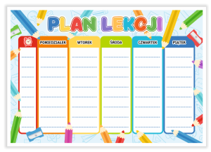 Plan Lekcji - Kredki - wzór 6 (format A4)