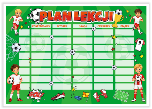 Plan Lekcji - Piłkarski - wzór 1 (format A4)