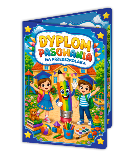 Dyplom: Pasowanie na Przedszkolaka - wzór 3 (składany, format A4+)