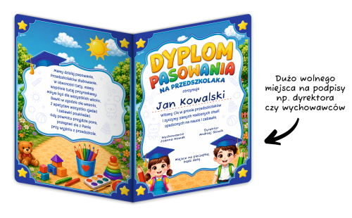 Dyplom: Pasowanie na Przedszkolaka - wzór 3 (składany, format A4+)