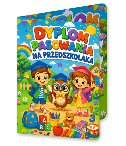 Dyplom: Pasowanie na Przedszkolaka - wzór 5 (składany, format A5)