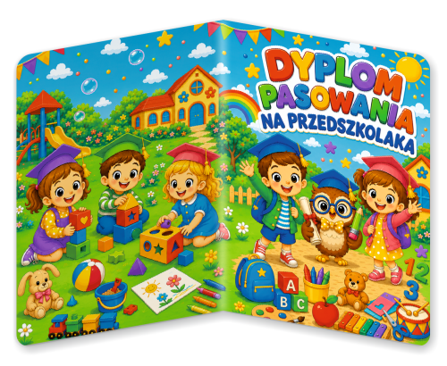 Dyplom: Pasowanie na Przedszkolaka - wzór 5 (składany, format A5)