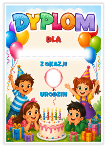 Dyplom: Urodzinowy - Dzieci (wzór 15)