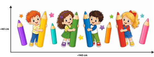 Dekoracja na okna "Duże Dzieci z kredkami" (~A3, dwustronne)