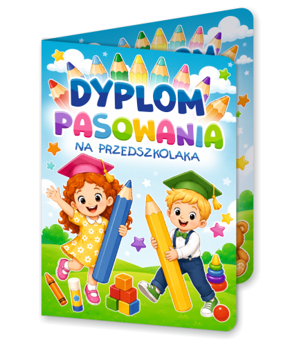 Dyplom: Pasowanie na Przedszkolaka - wzór 6 (składany, format A5)